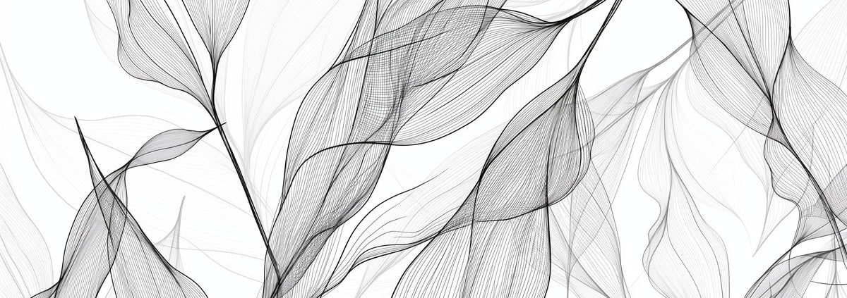 Papier peint feuillage abstrait noir et blanc