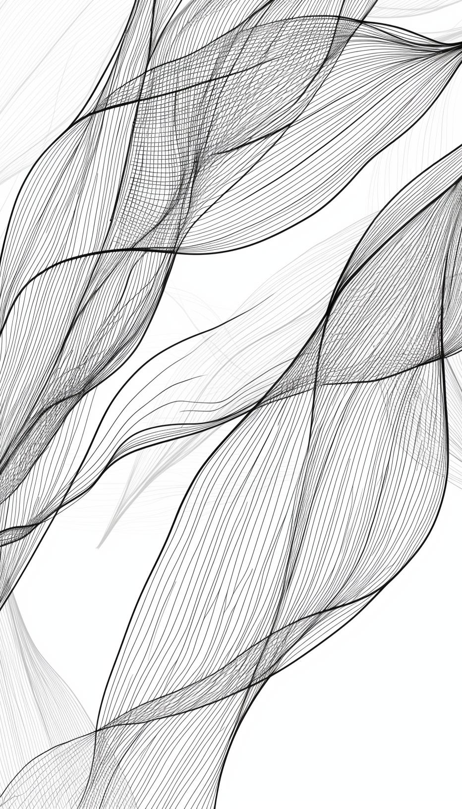 Papier peint feuillage abstrait noir et blanc