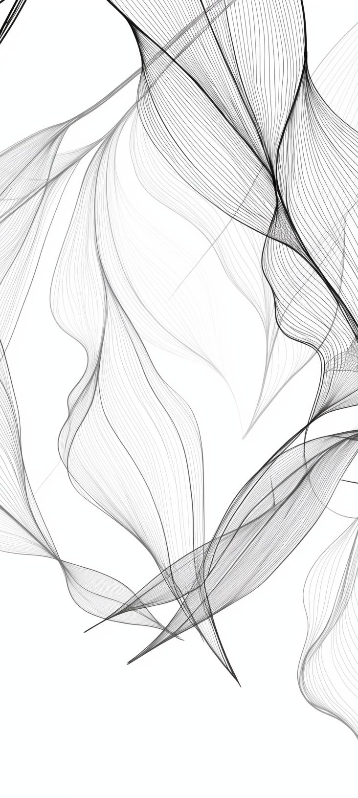 Papier peint feuillage abstrait noir et blanc