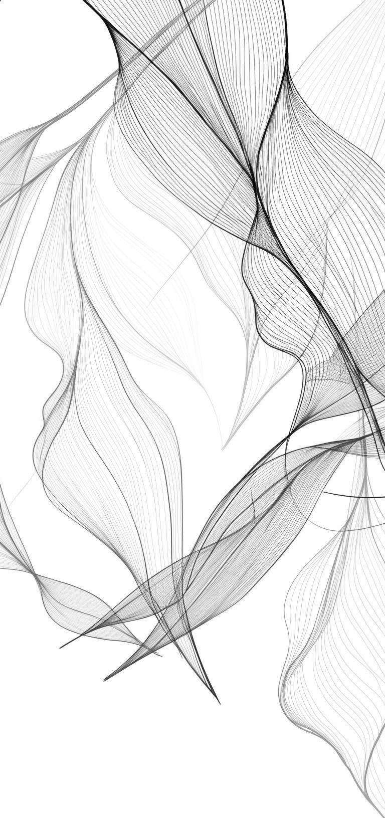 Papier peint feuillage abstrait noir et blanc