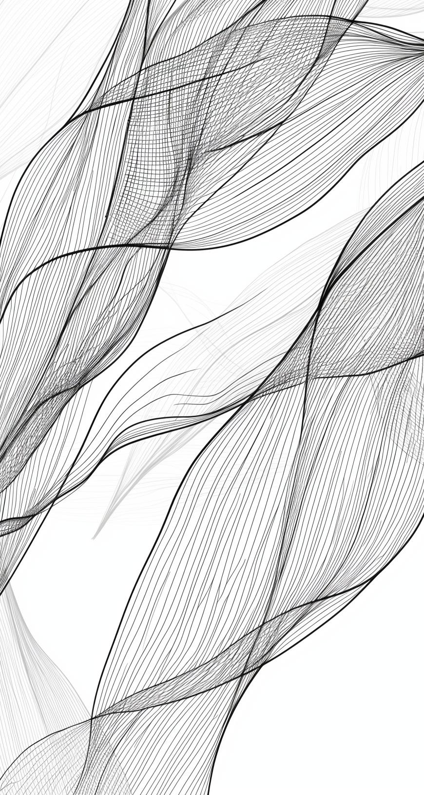 Papier peint feuillage abstrait noir et blanc
