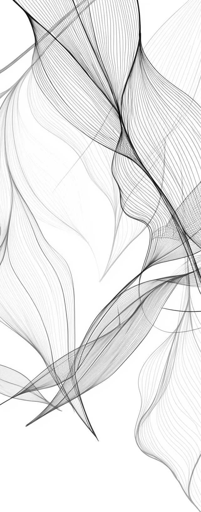 Papier peint feuillage abstrait noir et blanc
