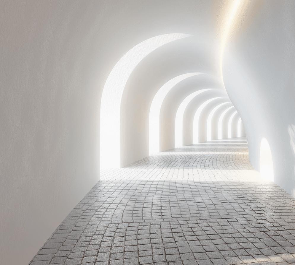 Papier peint trompe-l'œil couloir vers la lumière