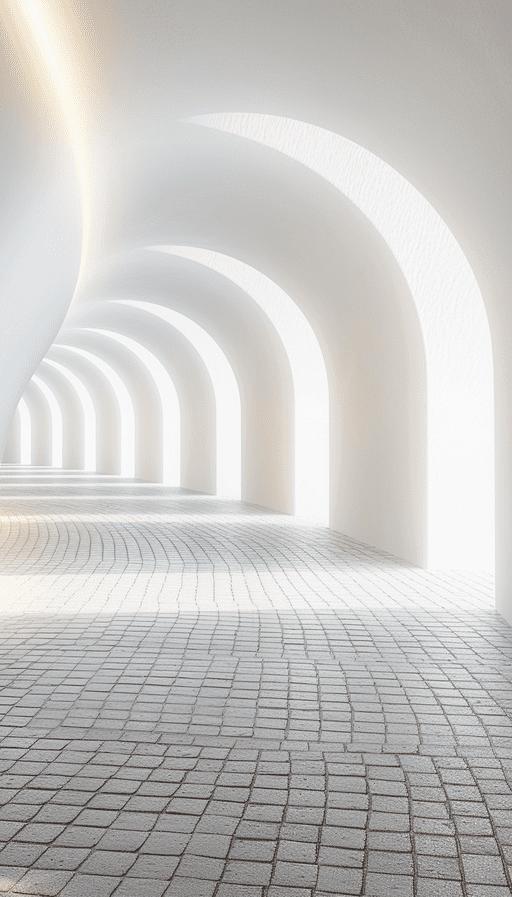 Papier peint trompe-l'œil couloir vers la lumière