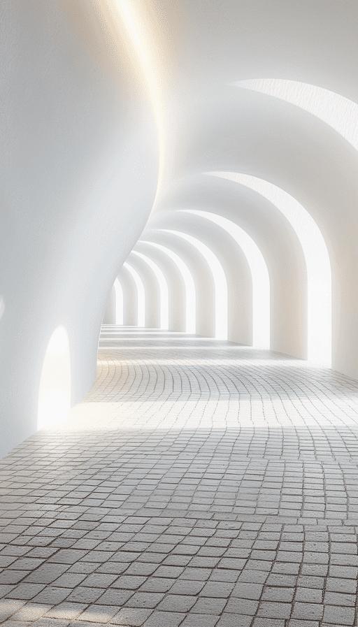 Papier peint trompe-l'œil couloir vers la lumière