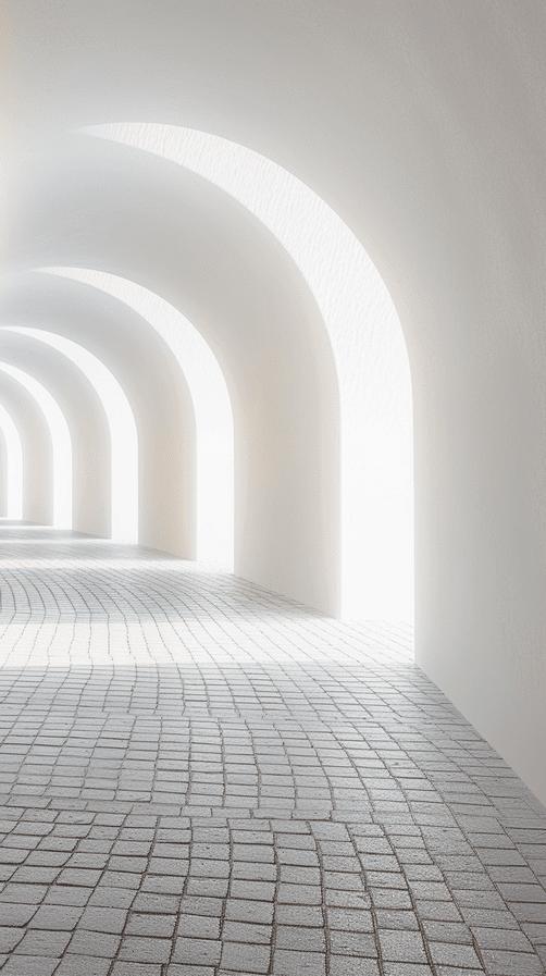 Papier peint trompe-l'œil couloir vers la lumière