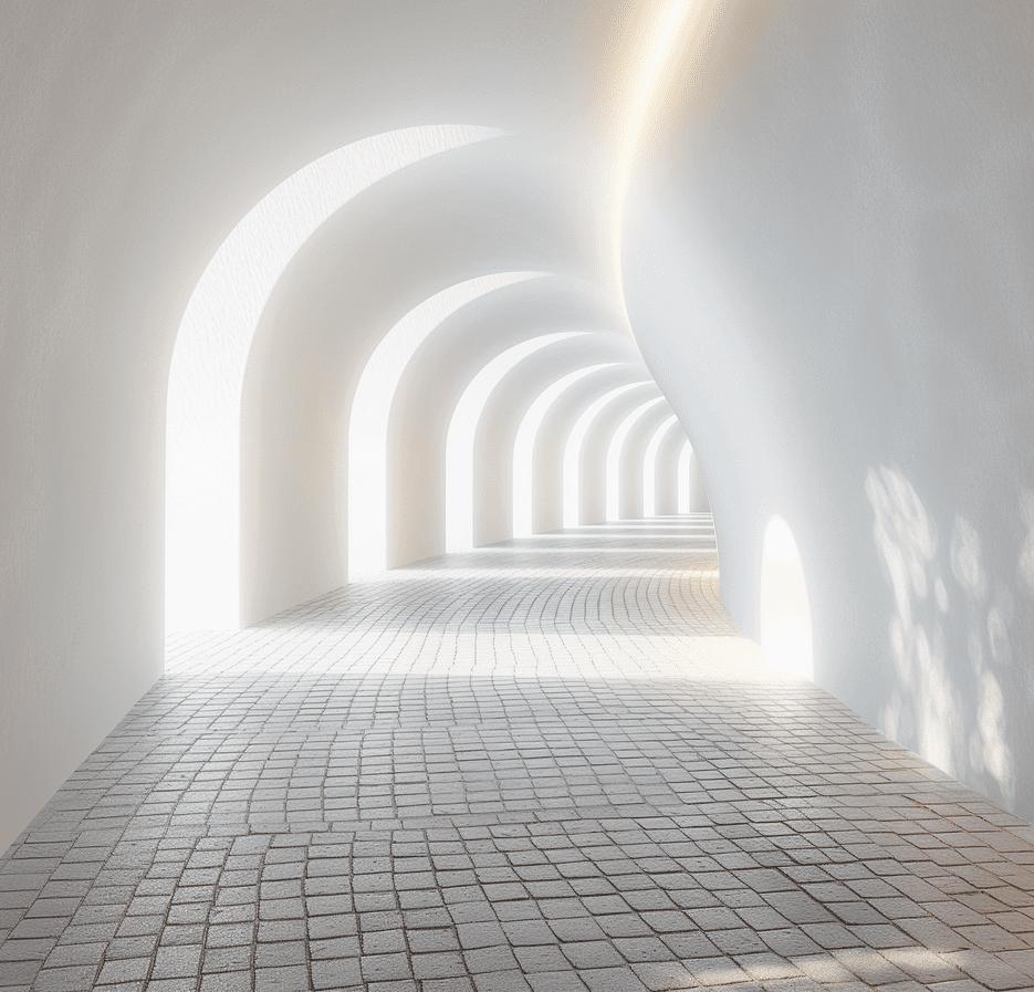 Papier peint trompe-l'œil couloir vers la lumière