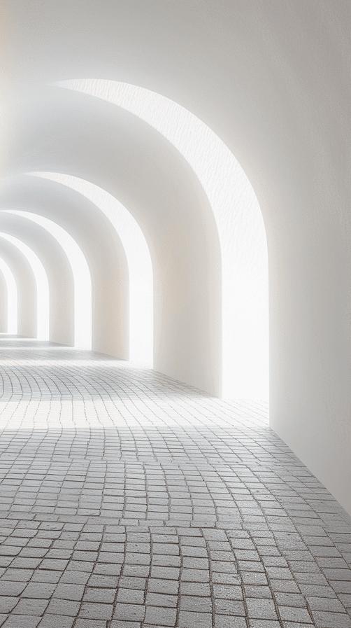 Papier peint trompe-l'œil couloir vers la lumière