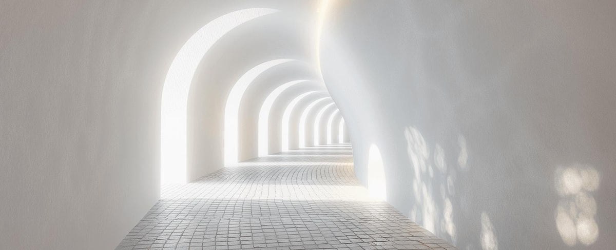 Papier peint trompe-l'œil couloir vers la lumière