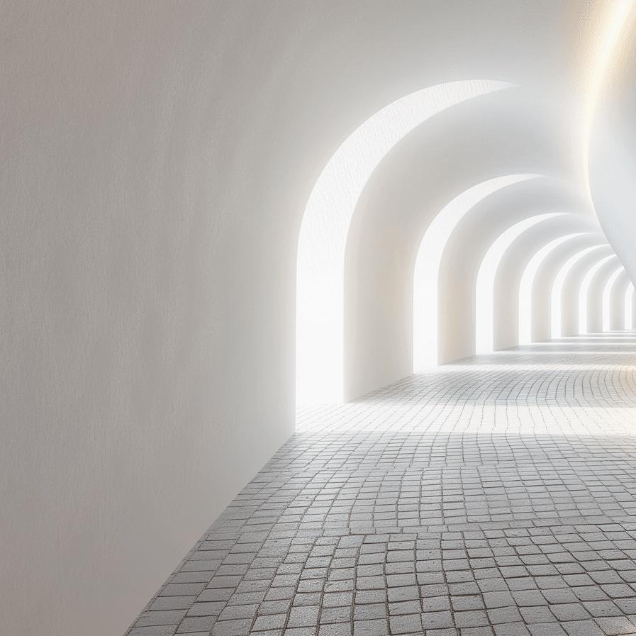 Papier peint trompe-l'œil couloir vers la lumière