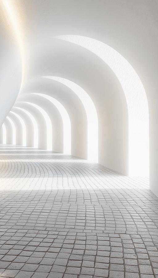 Papier peint trompe-l'œil couloir vers la lumière