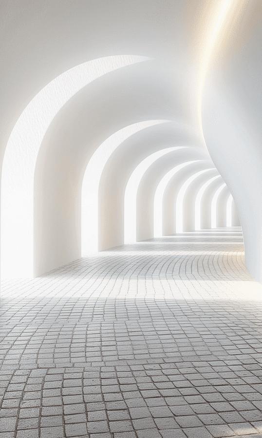 Papier peint trompe-l'œil couloir vers la lumière