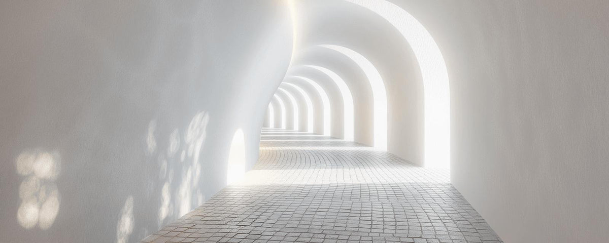 Papier peint trompe-l'œil couloir vers la lumière