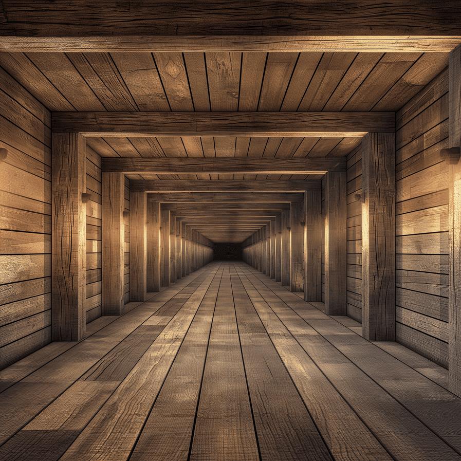 Papier peint trompe-l'œil tunnel en bois