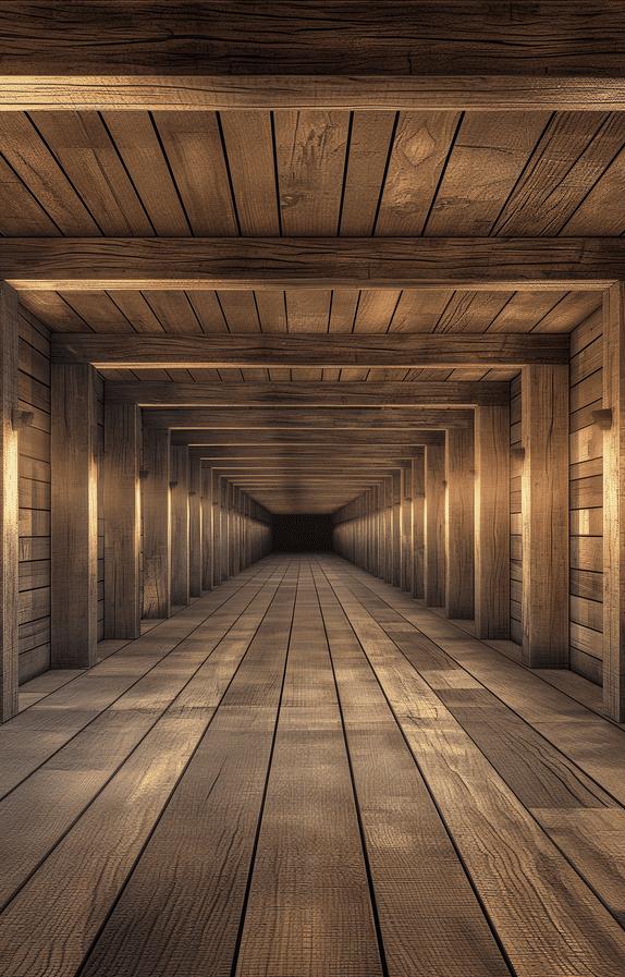 Papier peint trompe-l'œil tunnel en bois