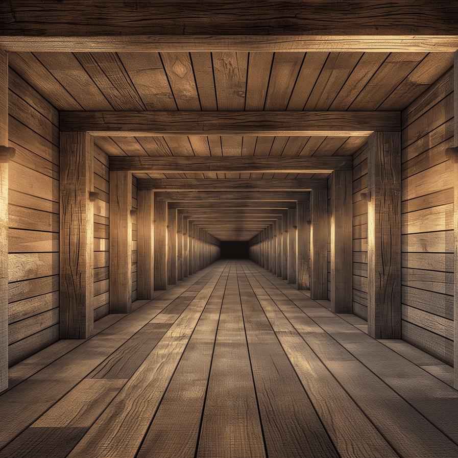 Papier peint trompe-l'œil tunnel en bois