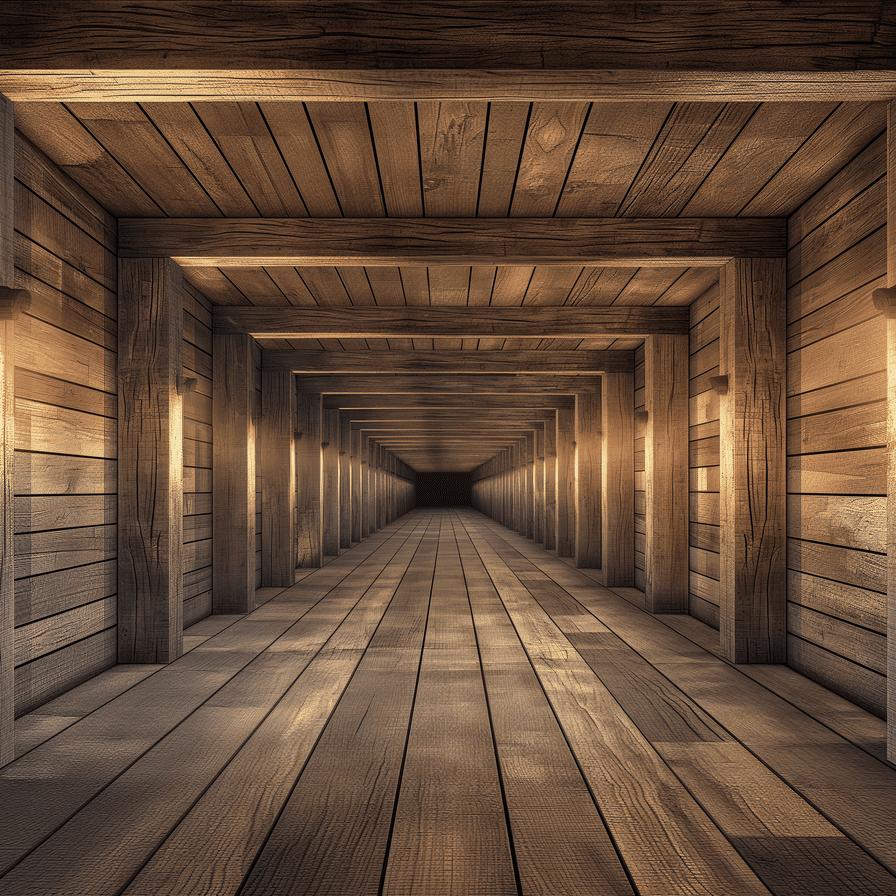 Papier peint trompe-l'œil tunnel en bois