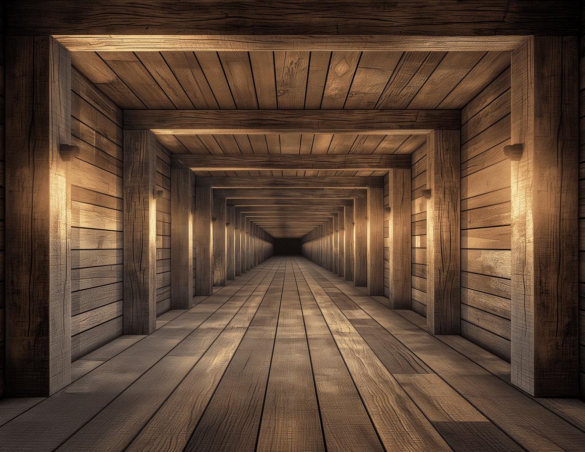 Papier peint trompe-l'œil tunnel en bois