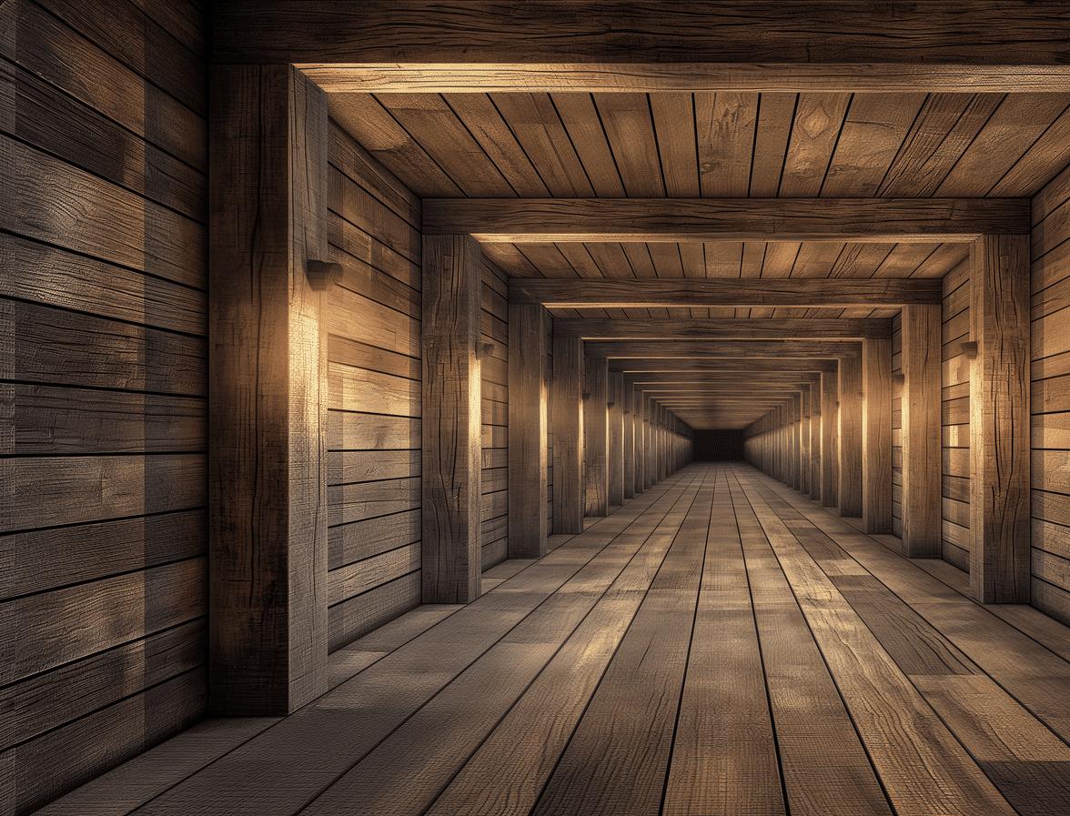 Papier peint trompe-l'œil tunnel en bois