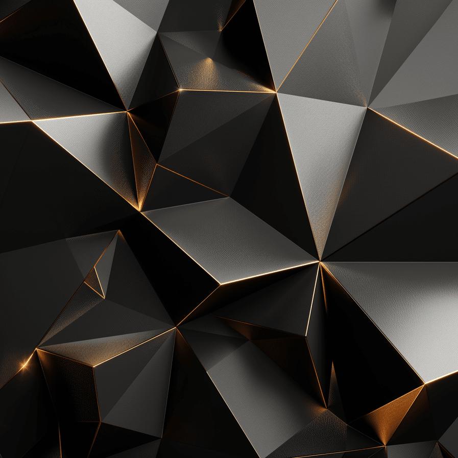 Papier peint trompe-l'œil 3D triangles noir et doré