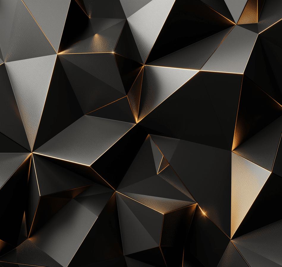 Papier peint trompe-l'œil 3D triangles noir et doré