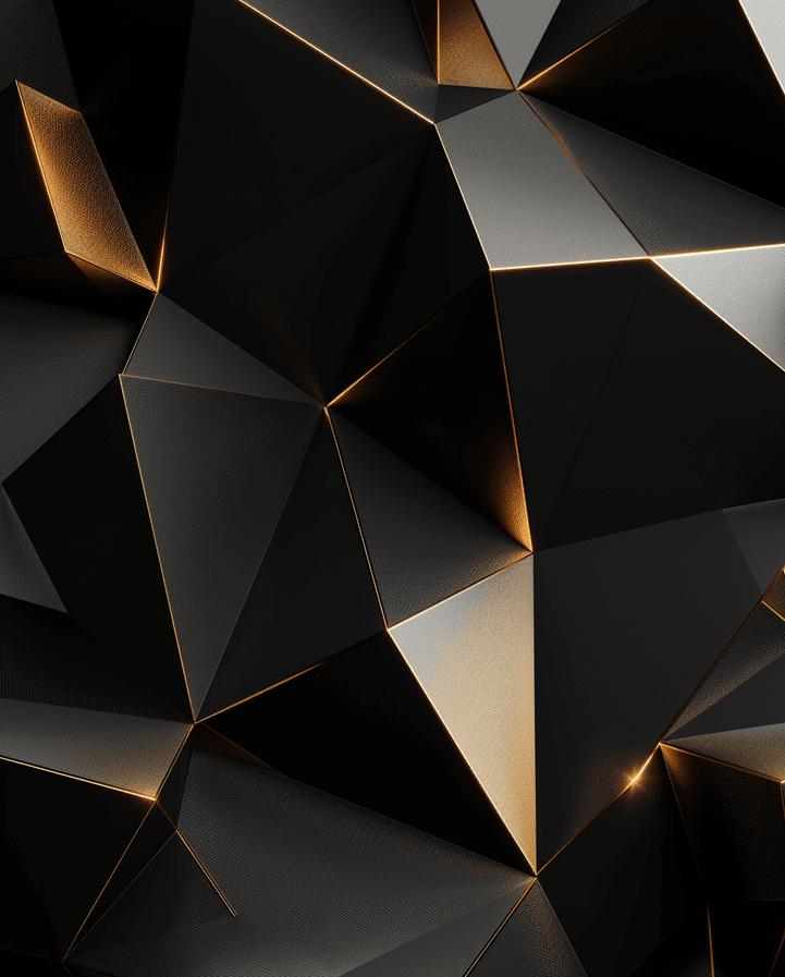 Papier peint trompe-l'œil 3D triangles noir et doré