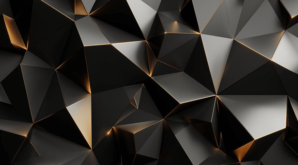 Papier peint trompe-l'œil 3D triangles noir et doré