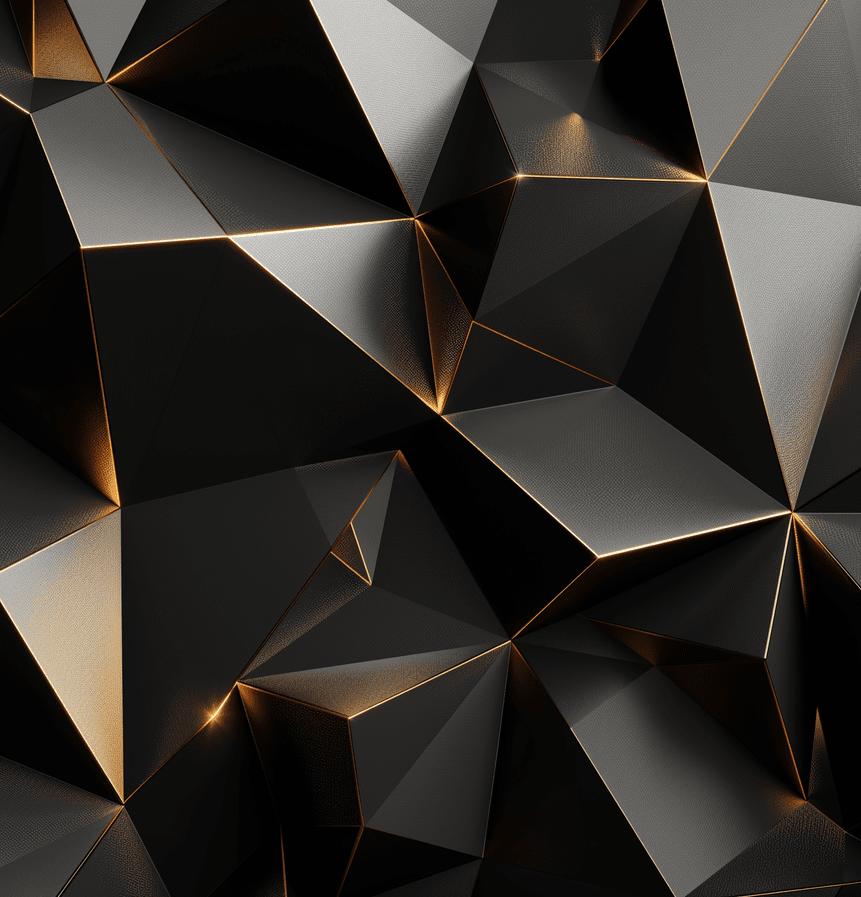 Papier peint trompe-l'œil 3D triangles noir et doré
