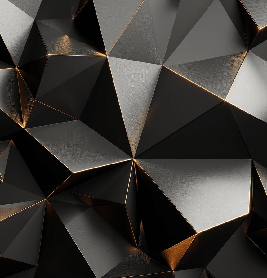 Papier peint trompe-l'œil 3D triangles noir et doré