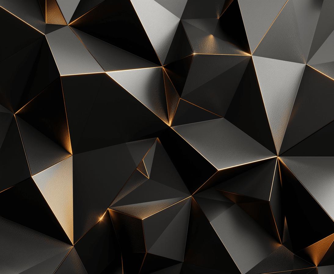 Papier peint trompe-l'œil 3D triangles noir et doré