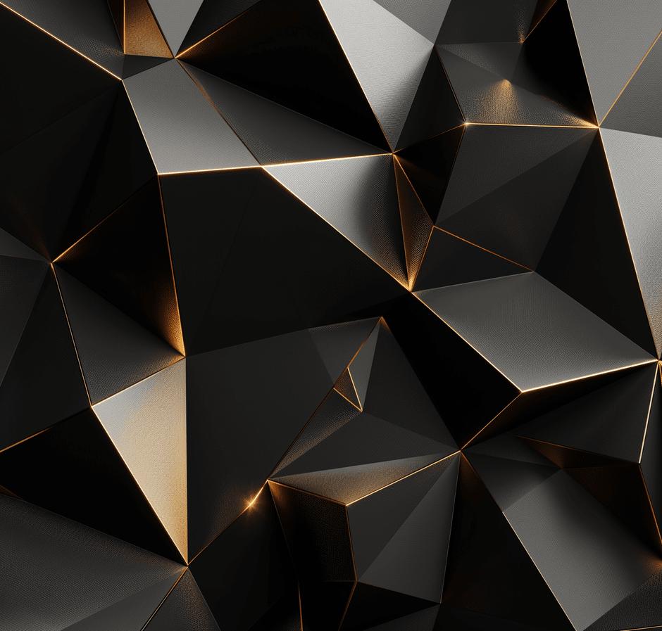 Papier peint trompe-l'œil 3D triangles noir et doré