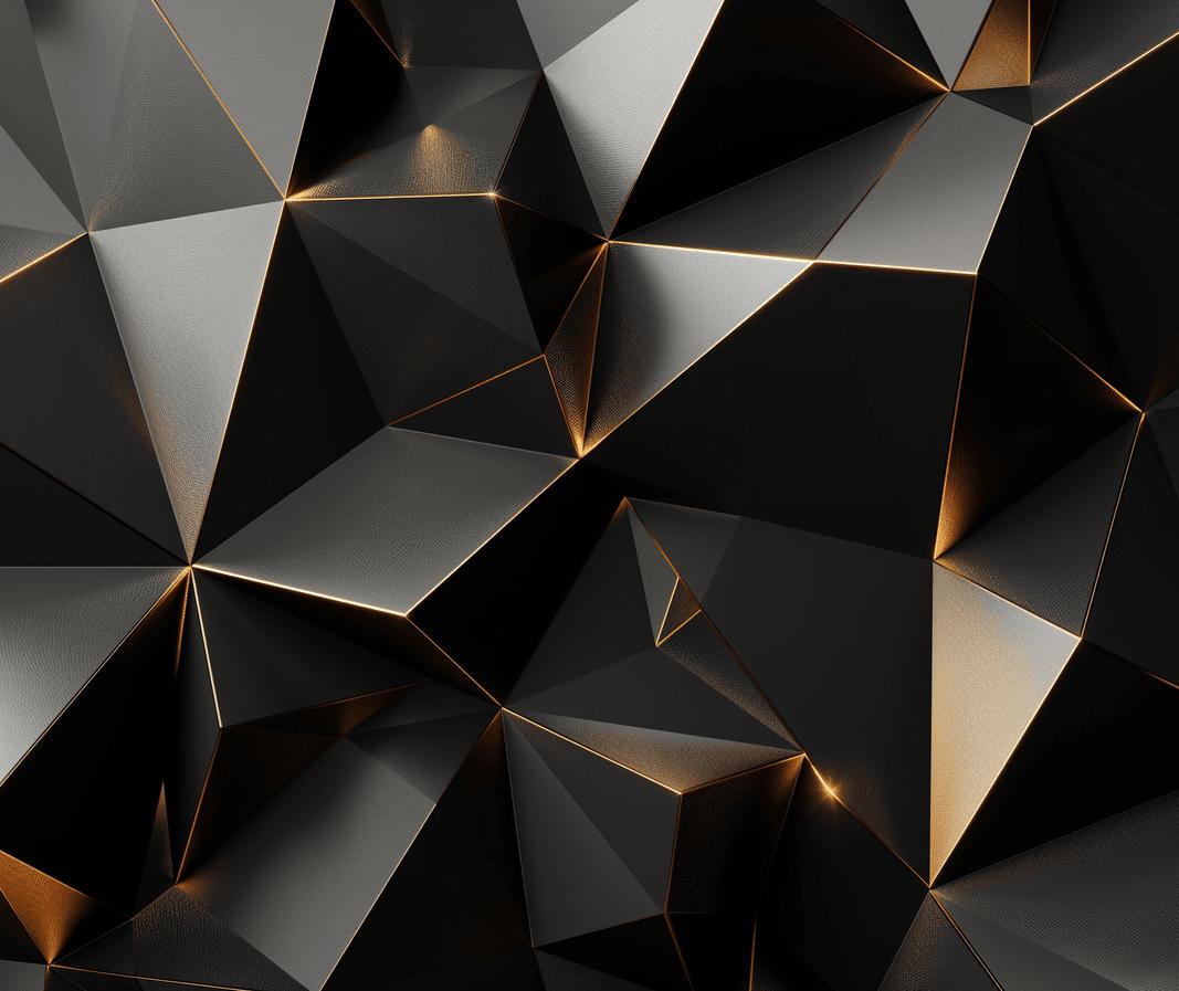 Papier peint trompe-l'œil 3D triangles noir et doré