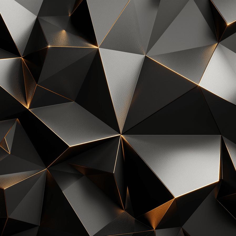 Papier peint trompe-l'œil 3D triangles noir et doré