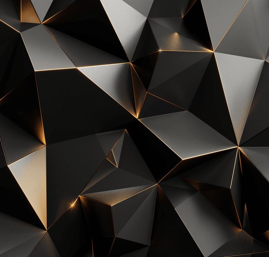 Papier peint trompe-l'œil 3D triangles noir et doré