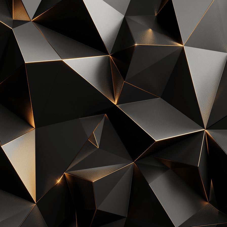 Papier peint trompe-l'œil 3D triangles noir et doré