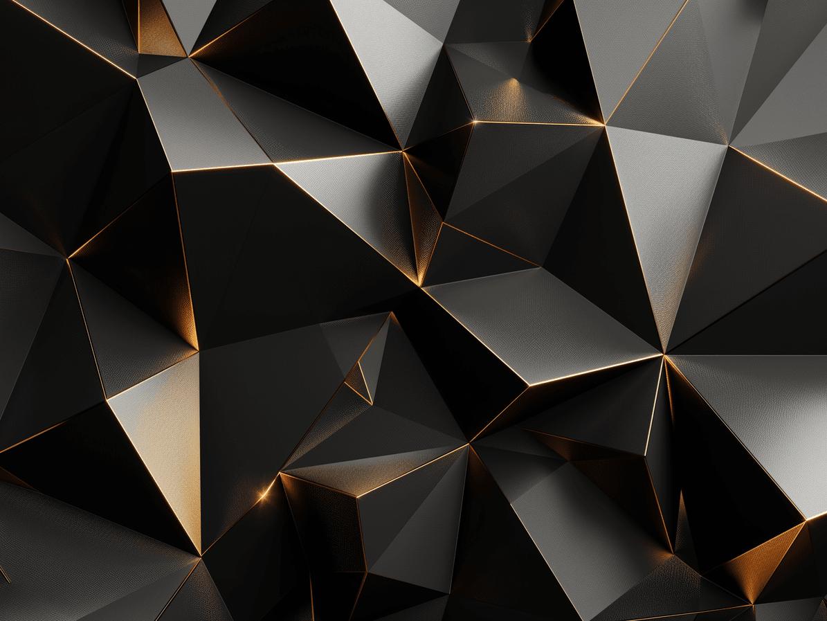 Papier peint trompe-l'œil 3D triangles noir et doré