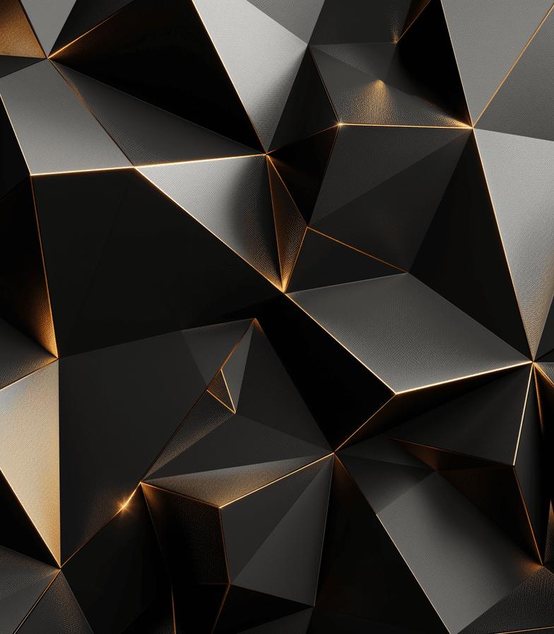 Papier peint trompe-l'œil 3D triangles noir et doré