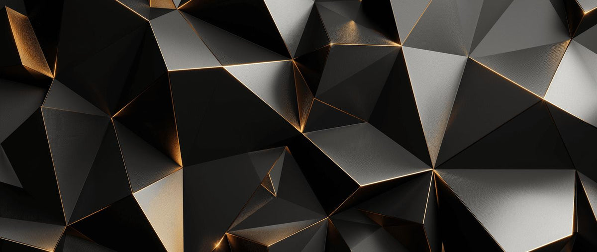 Papier peint trompe-l'œil 3D triangles noir et doré
