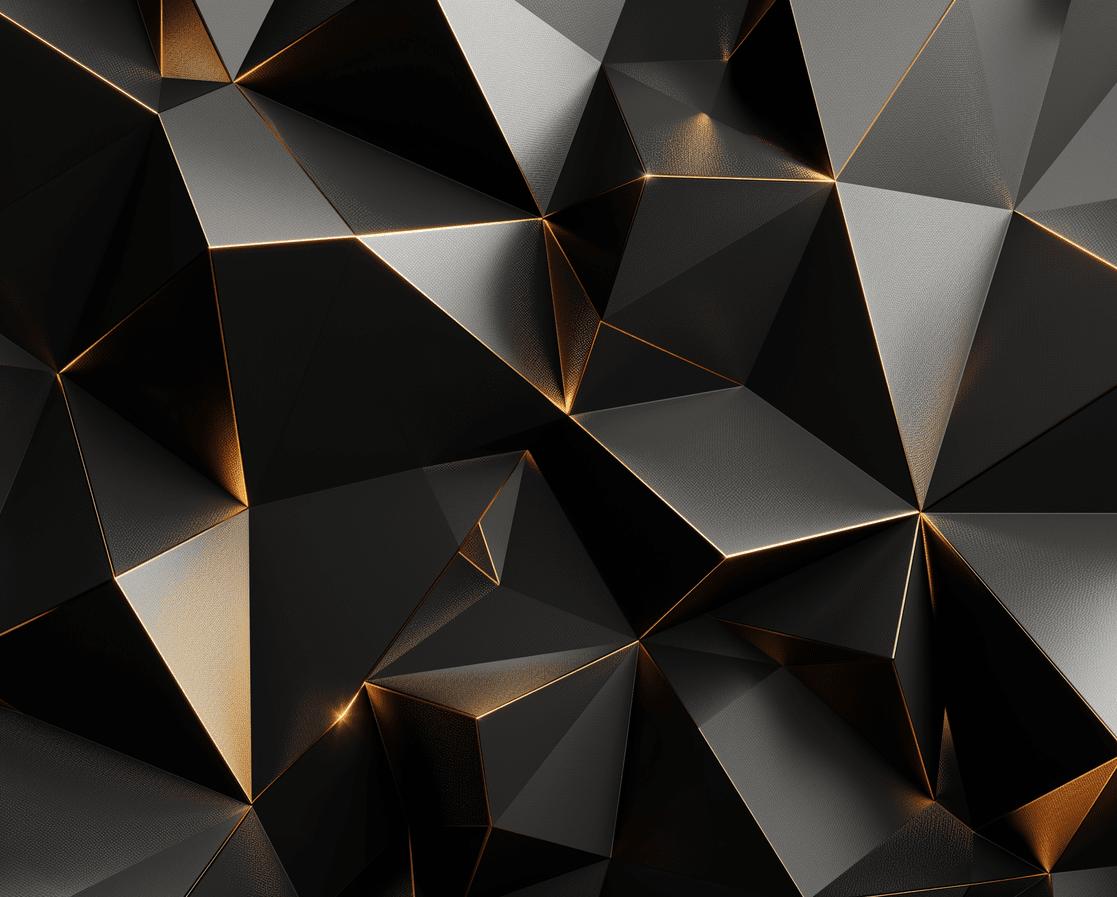 Papier peint trompe-l'œil 3D triangles noir et doré