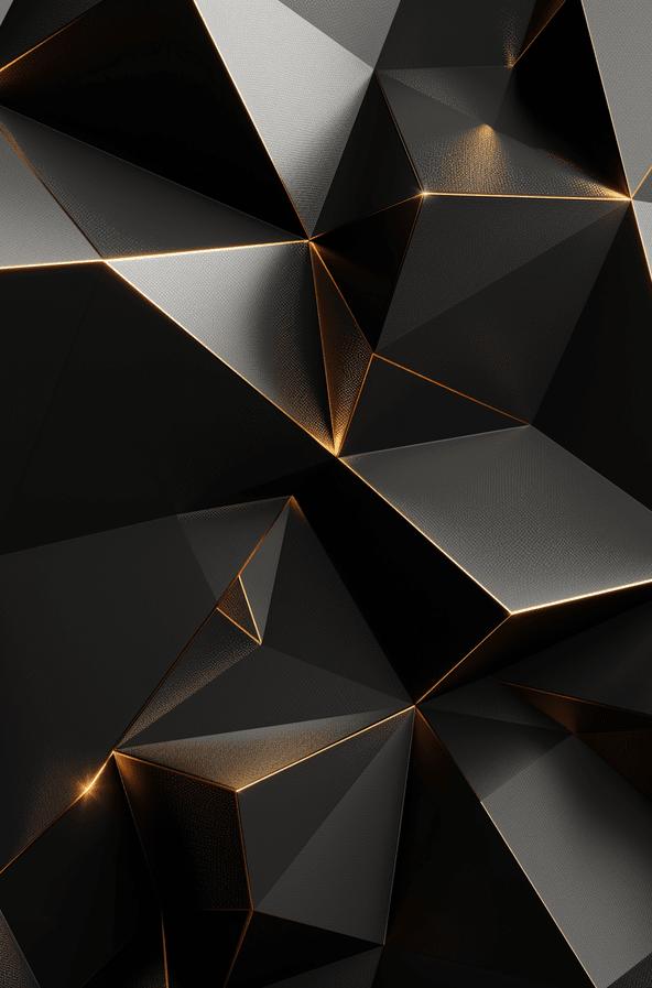 Papier peint trompe-l'œil 3D triangles noir et doré