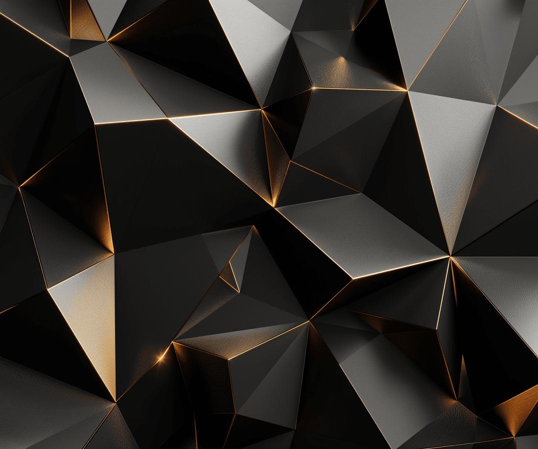 Papier peint trompe-l'œil 3D triangles noir et doré