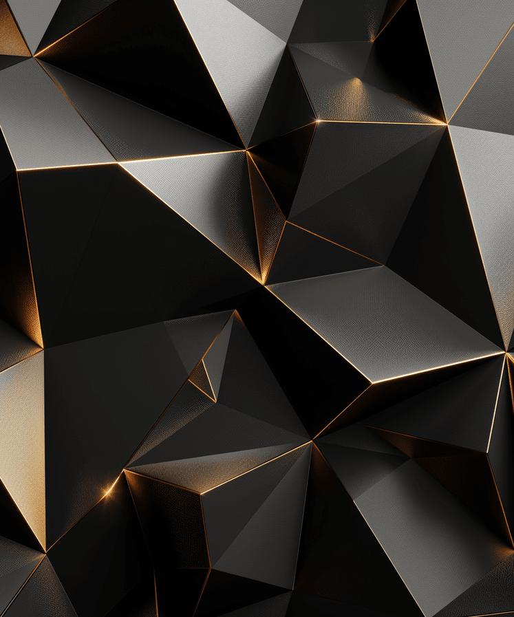 Papier peint trompe-l'œil 3D triangles noir et doré
