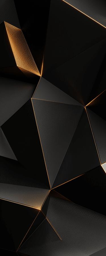 Papier peint trompe-l'œil 3D triangles noir et doré