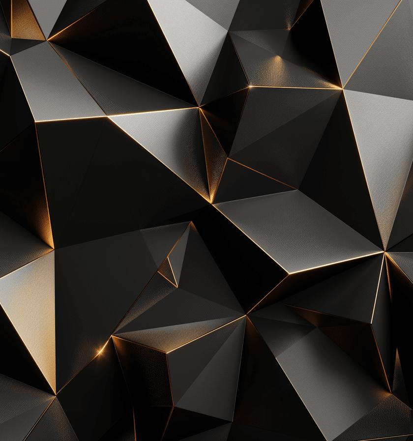 Papier peint trompe-l'œil 3D triangles noir et doré