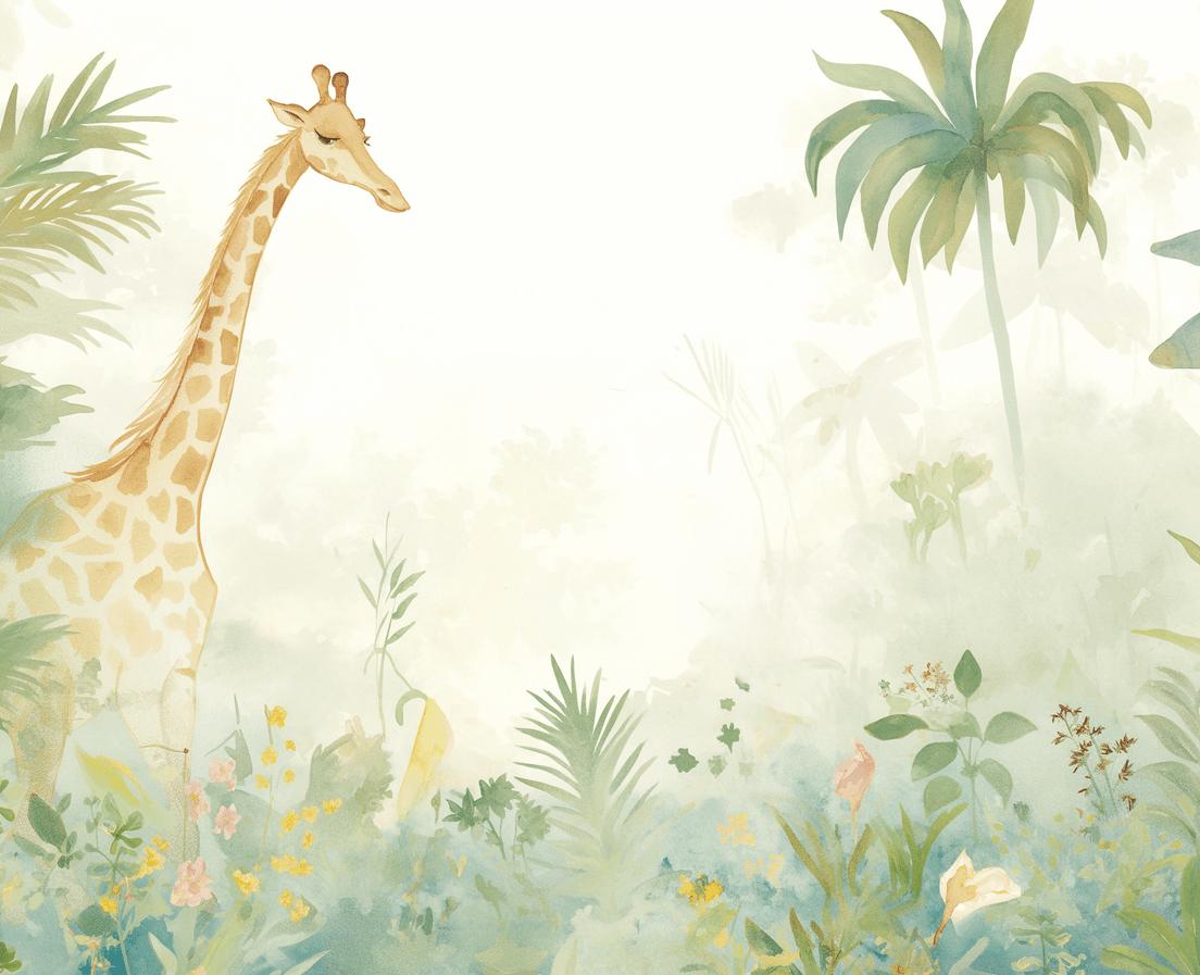 Papier peint girafe jungle éclairée
