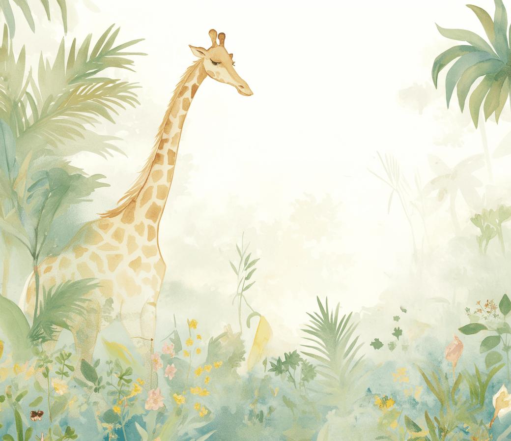 Papier peint girafe jungle éclairée