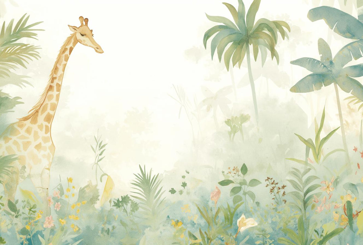 Papier peint girafe jungle éclairée