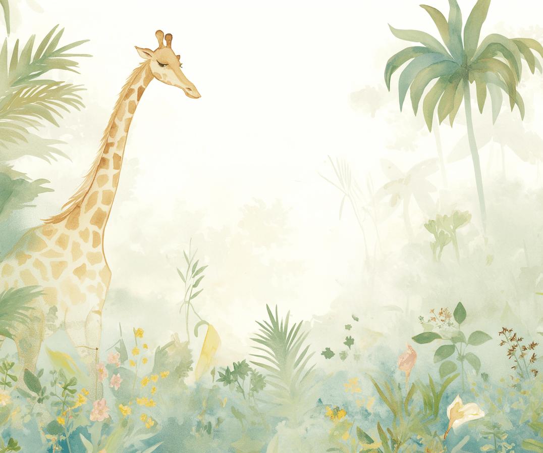 Papier peint girafe jungle éclairée