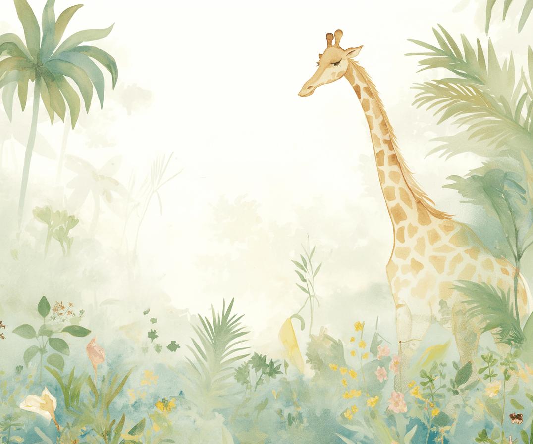 Papier peint girafe jungle éclairée