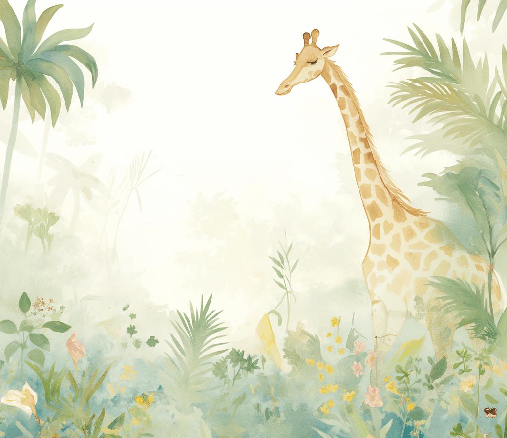 Papier peint girafe jungle éclairée